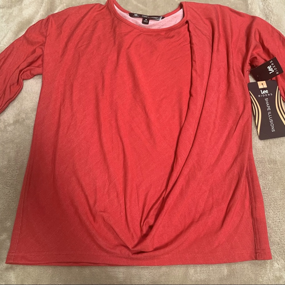 Lee riders slim illusion M coral shirt, drape front